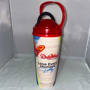 Dollywood 2023 souvenir plastic cup with straw - mountains - butterfly - dolly